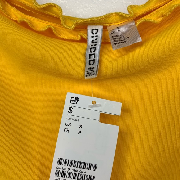 NWT H&M divided yellow off shoulder crop top - Picture 4 of 7